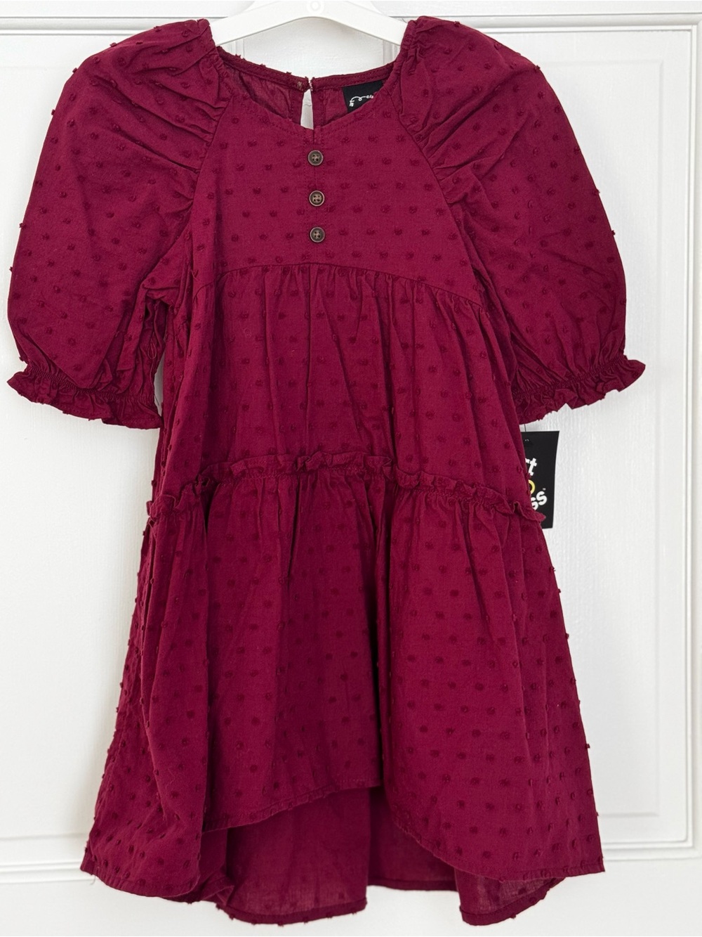 Art Class Toddler Girls Burgundy Ruffle Tiered Dress 2T